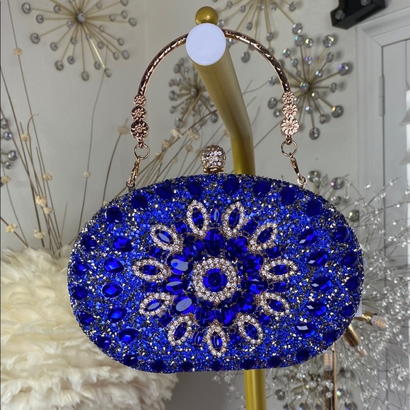 Royal Sapphire Jeweled Clutch - Picture 1 of 5